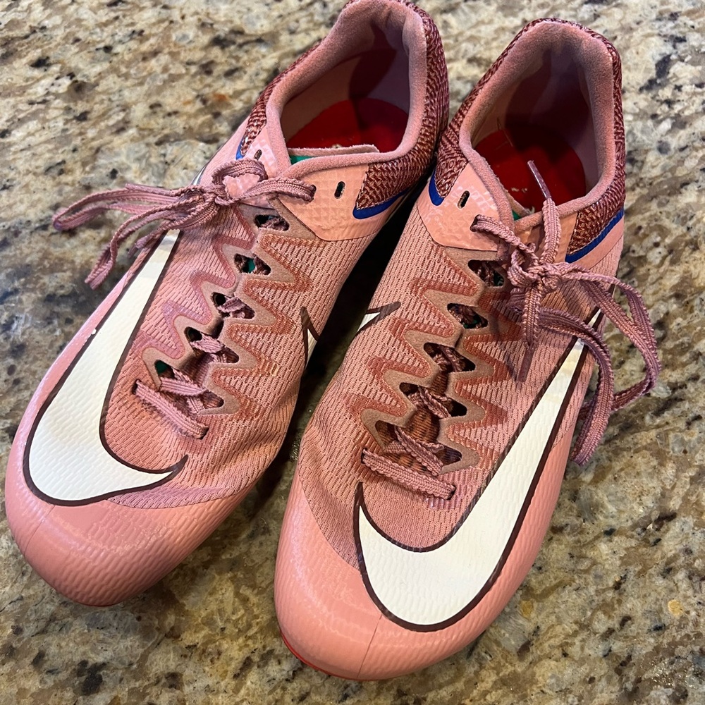 Nike Pink Track Cleats with White Swoosh